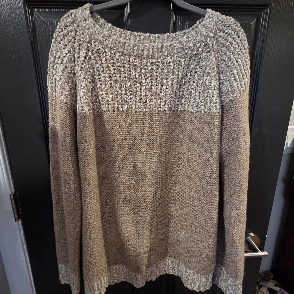 Fate Women's Knit Sweater in Tan and Cream